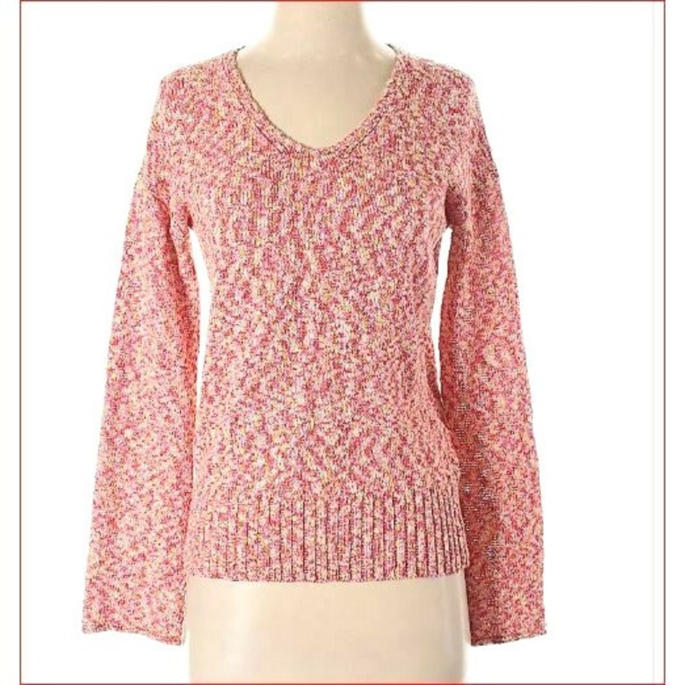 Magaschoni women sweater cotton G901103 pink yellow S MSRP $78